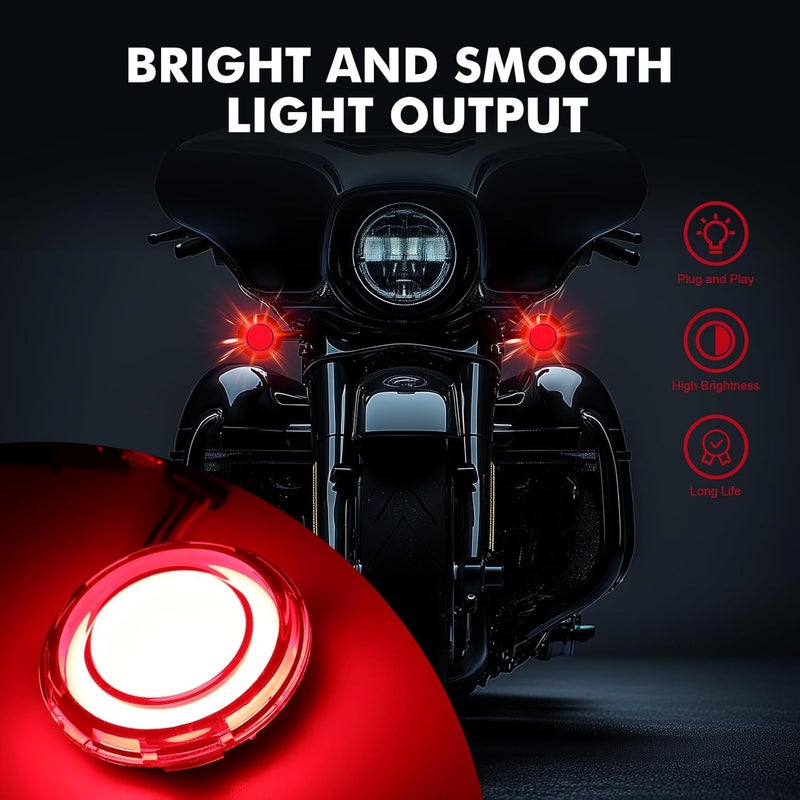DREAMIZER إشارات دوران LED 1157 للدراجات النارية أمامية وخلفية 2 بوصة عدسة مدخنة أضواء تشغيل نهارية أضواء فرامل متوافقة مع هارلي سوفتيل تورينغ داينا سبورتستر رود كينج إلكترا جلايد - Image 5